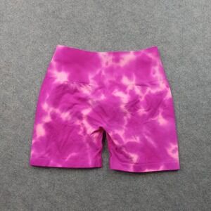 Aurola Shorts Womens Medium Pink Tie Dye Biker High Waist Seamless Athletic Yoga